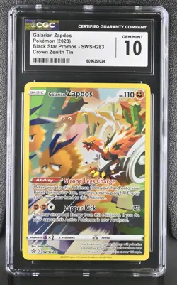 2023 Pokemon Crown Zenith #SWSH283 Galarian Zapdos CGC 10 GEM MINT - Image 1