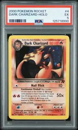 2000 POKEMON ROCKET #4 DARK CHARIZARD-HOLO PSA 5 - Image 1