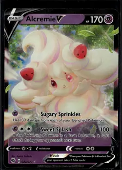 Alcremie V Ultra Rare Champion's Path 22/73 Psychic Holo Pokemon Card - Image 1