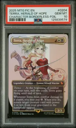 2025 MTG FF COMMANDER CHARACTER BORDERLESS-FOIL TERRA, HERALD OF HOPE PSA 10 - Image 1