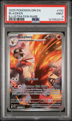 2025 POKEMON DRI EN-DESTINED RIVALS ILLUSTRATION RARE #192 BLAZIKEN PSA 9 TCG - Image 1