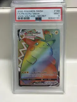 Pokemon 2020 SWSH FA/ PIKACHU VMAX Vivid Voltage Secret Rare PSA MINT 9 - Image 1