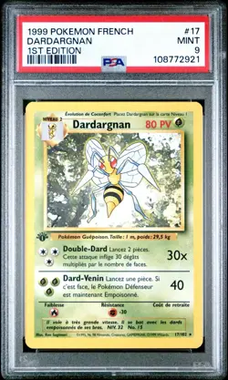 Pokemon 1st Ed Base Set French Beedrill (Dardargnan) 17/102 PSA 9 MINT - Image 1