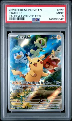 2023 POKEMON SVP EN-SV BLACK STAR PROMO #027 PIKACHU PSA 9 - Image 1