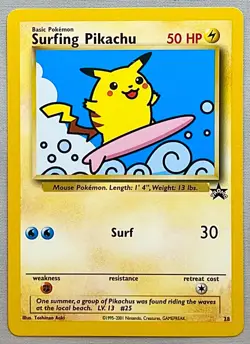 Pokemon Surfing Pikachu #28 - 2001 Wizards Black Star Promo - NM With Indent - Image 1