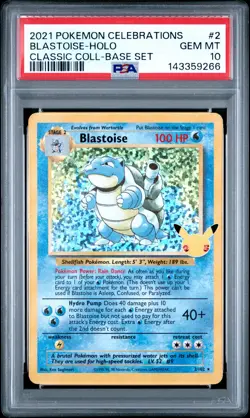 2021 POKEMON CELEBRATIONS CLASSIC COLL #2 BLASTOISE-HOLO PSA 10 - Image 1