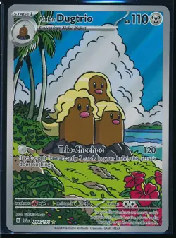 2024 Pokemon Alolan Dugtrio Illustration Rare Holo SV08 Surging Sparks 208/191 - Image 1