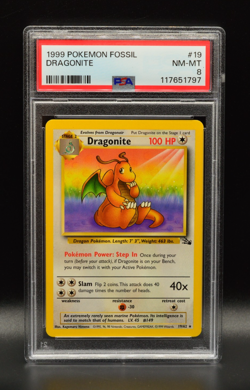 Dragonite 1999 Pokemon Fossil Unlimited #19/62 WOTC PSA 8 Newly Graded - Image 1