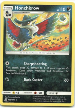 Pokemon - Honchkrow - 130/236 - Rare - Non holo - Unified Minds - NM/M - Image 1