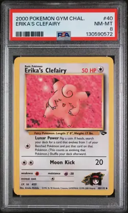 2000 POKEMON GYM CHALLENGE #40 ERIKA'S CLEFAIRY PSA 8 - Image 1