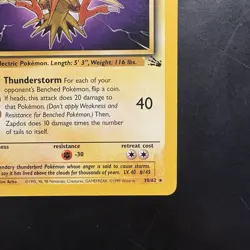 Pokemon Vintage Non-holo Rare Zapdos 30/62 Fossil WotC 1999 - Image 4
