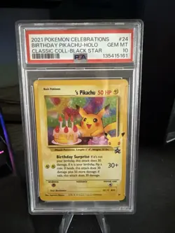 2021 Pokemon Celebrations Classic Collection Birthday Pikachu Holo Card PSA10 - Image 1