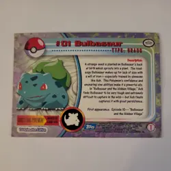 Bulbasaur Topps Pokemon Card 1 #01 Blue Logo TV Animation Edition Series - Image 2
