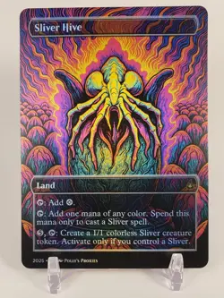 Sliver Hive FOIL Proxy Playtest Card with Custom Metal Alien Poster Art Design - Image 1