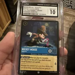 Mickey Mouse "Detective" Cold Foil (154/204) CGC 10 GEM Mint Disney Lorcana Card - Image 1