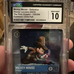 Mickey Mouse "Detective" Cold Foil (154/204) CGC 10 GEM Mint Disney Lorcana Card - Image 4