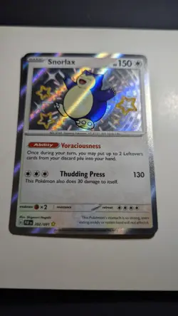 Pokemon TCG Paldean Fates Snorlax Card 202/091 Baby Shiny Rare Holo - Image 1