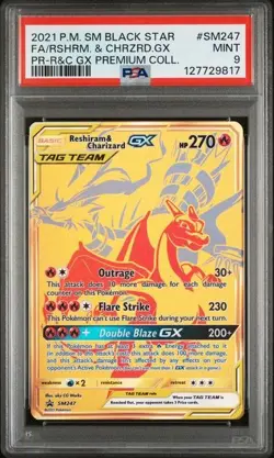 Reshiram & Charizard GX SM247 Sm Holo Pokemon Sun & Moon Black Star Promo PSA 9 - Image 1