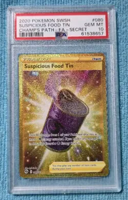 PSA 10 2020 Pokemon SUSPICIOUS FOOD TIN - Full Art 080/073 Champion's Path card - Image 1