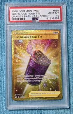 PSA 10 2020 Pokemon SUSPICIOUS FOOD TIN - Full Art 080/073 Champion's Path card - Image 3