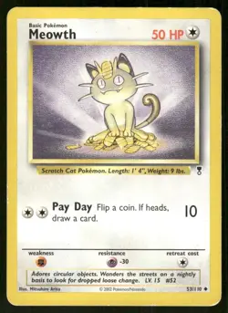 Pokemon Tcg Meowth #53 Pokemon Legendary Collection MP - Image 1