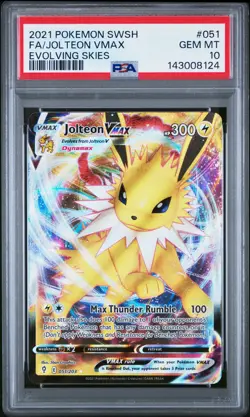 2021 POKEMON SWORD & SHIELD EVOLVING SKIES #051 FULL ART/JOLTEON VMAX PSA 10 - Image 1