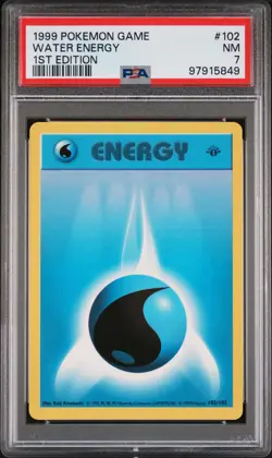 1999 POKEMON BASE SET 1ST EDITION #102 WATER ENERGY PSA 7 - Image 1