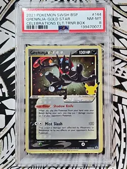 Greninja Gold Star SWSH BSP 144 Pokemon Celebrations ELT TRNR BOX PSA 8 (077) - Image 1