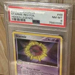2004 POKEMON EX HIDDEN LEGENDS #49 STARMIE-REVERSE FOIL PSA 8 - Image 3
