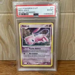 2007 Pokemon D&P Diamond and Pearl Mew Holo Secret Wonders #15 PSA 6 - Image 1