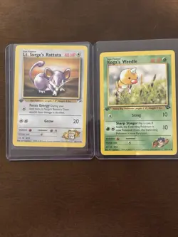 Pokemon TCG Gym Challenge 1st Edition Lt. Surge's Rattata Koga's Weedle Lot 2 - Image 1