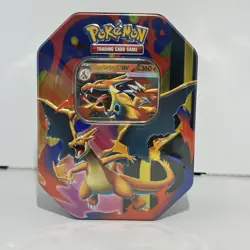 Pokemon Mega Charizard ex Factory Sealed Tin Box -Charizard Y -4 Booster Packs - Image 1