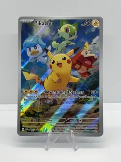 Pokemon TCG Pikachu SVP: Scarlet & Violet Promo #027 Full Art Stamped Holo EN - Image 1