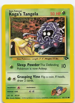 Koga's Tangela 081/132 Common Unlimited Gym Challenge LP Pokemon - Image 1