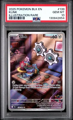 2025 POKEMON BLACK EN-BLACK BOLT ILLUSTRATION RARE #139 KLINK PSA 10 - Image 1