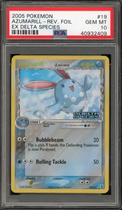 Pokemon Azumarill EX Delta Species Reverse Holo Rare #19 PSA 10 Gem Mint - Image 1