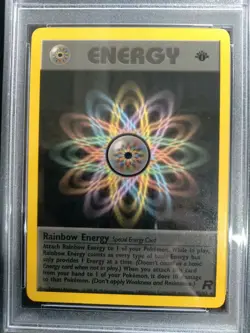 Graded PSA 9 RAINBOW ENERGY #80 2000 Pokemon Rocket 1ST EDITION MINT - Image 2