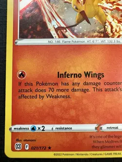 Pokemon TCG: 2022 Moltres 021/172- RARE HOLO-Brilliant Stars - Image 4