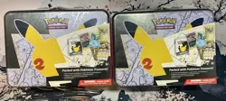 Pokemon Celebrations 25th Anniversary Collectors Chest Lunchbox Tin Lot Of 2 New - Image 1