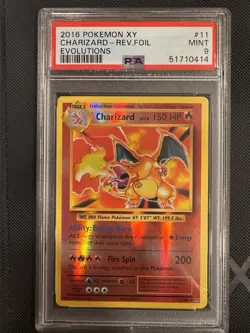 PSA 9 Pokemon Charizard 11/108 XY Evolutions Reverse Holo 2016 - GRADED SLAB - Image 1