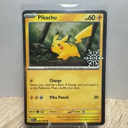 PIKACHU - (Holiday Calendar) 025/165 Stamped NM - Cosmos Holo - Pokemon TCG Card - Image 1