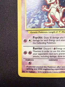 Pokemon TCG Mewtwo Base Set 10/102 Holo Unlimited Rare WOTC LP/MP Card - Image 3