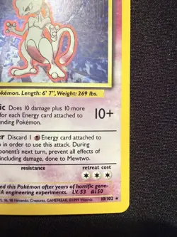 Pokemon TCG Mewtwo Base Set 10/102 Holo Unlimited Rare WOTC LP/MP Card - Image 4