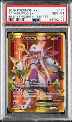2015 POKEMON XY BREAKTHROUGH SECRET #164 FULL ART/MEWTWO EX PSA 10 - Image 1