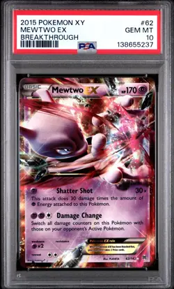 Pokemon Mewtwo EX 62/162 Ultra Rare XY Breakthrough PSA 10 GEM MINT - Image 1