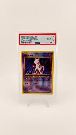 PSA 10 GEM MINT 2016 Pokemon XY Mewtwo Reverse Foil Holo #51 Evolutions LOW POP - Image 1