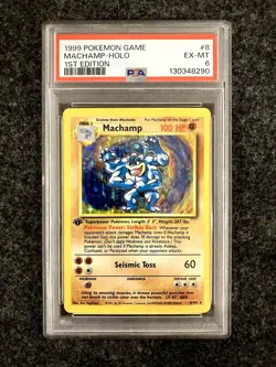 PSA 6 Machamp 8/102 Base Set 1st Edition Holo Rare WOTC Pokemon TCG - Image 1