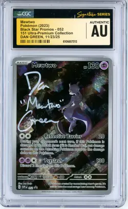 CGC Authentic Signed Dan Green Pokemon Mewtwo 052 Scarlet & Violet Promo Holo - Image 1