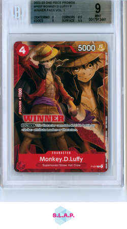 MONKEY D. LUFFY ONE PIECE P-007 2022 WINNER PACK VOL. 1 WINNER ENGLISH BGS 9 - Image 1