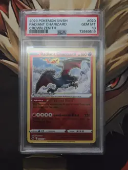 2023 Pokemon Radiant Charizard Holo PSA 10 Crown Zenith TCG Card 020/159 - Image 1